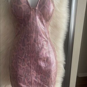 Chic Pink Animal Print Dress